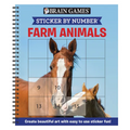 Brain Games - Sticker by Number: Farm Animals (Easy - Square Stickers): Create Beautiful Art with Easy to Use Sticker Fun!