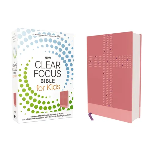 Nirv, Clear Focus Bible for Kids (Help Kids with ADHD or Dyslexia Read with Confidence), Leathersoft, Pink: Read More of the Bible with Better Focus U