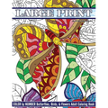 Large Print Color By Number Butterflies, Birds, and Flowers Adult Coloring Book