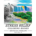 Stress Relief Coloring Books GRAYSCALE Landscape for Adults Volume 2