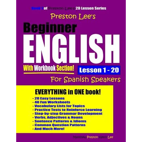 Preston Lee's Beginner English With Workbook Section Lesson 1 - 20 For Spanish Speakers