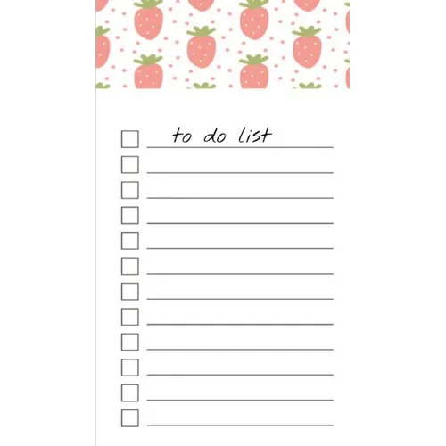 To Do List Notepad: Cute Strawberry Pattern, Checklist, Task Planner, Grocery Shopping List Notebook, Planning, Organizing