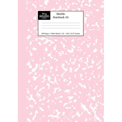 Marble Notebook A5: Pastel Pink Marble Wide Ruled Journal